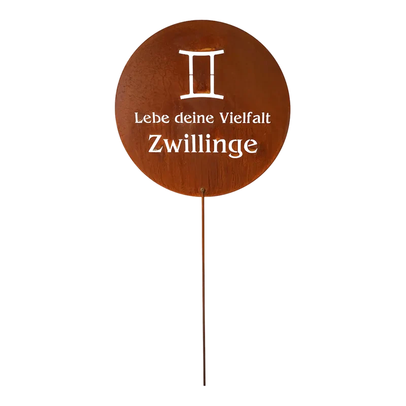Gartenstecker Sternzeichen Zwillinge Edelrost Geschenk