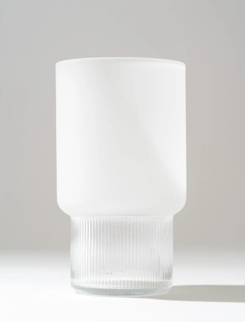 Frosted Ribbed Glass Vase - Clear