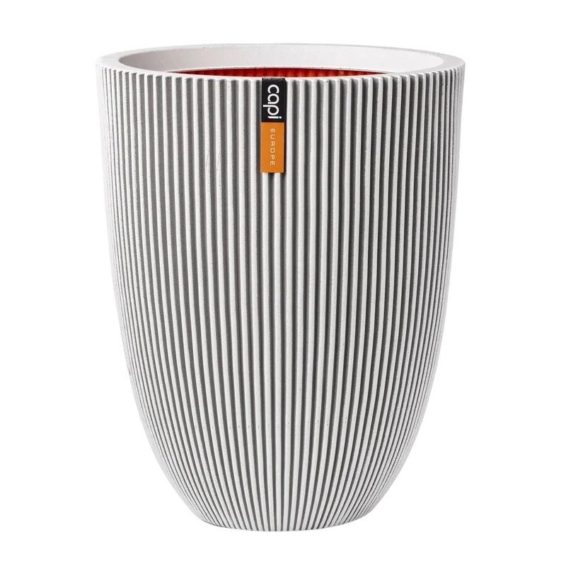 Pflanztopf elegant niedrig Groove elfenbein | 34x46 cm