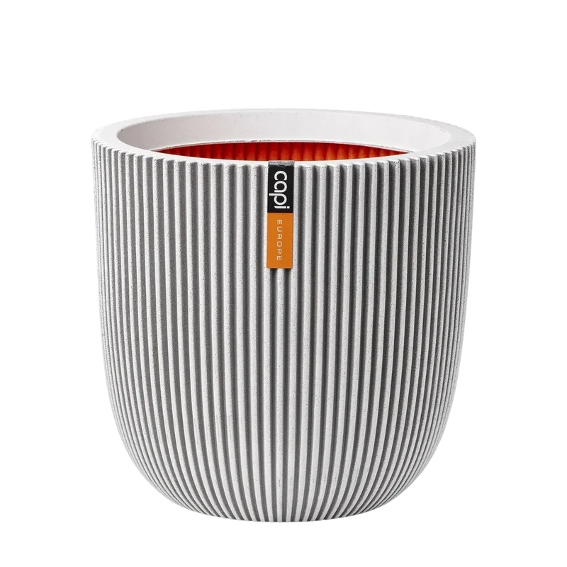 Blumentopf Kugel Groove elfenbein | 35x34 cm