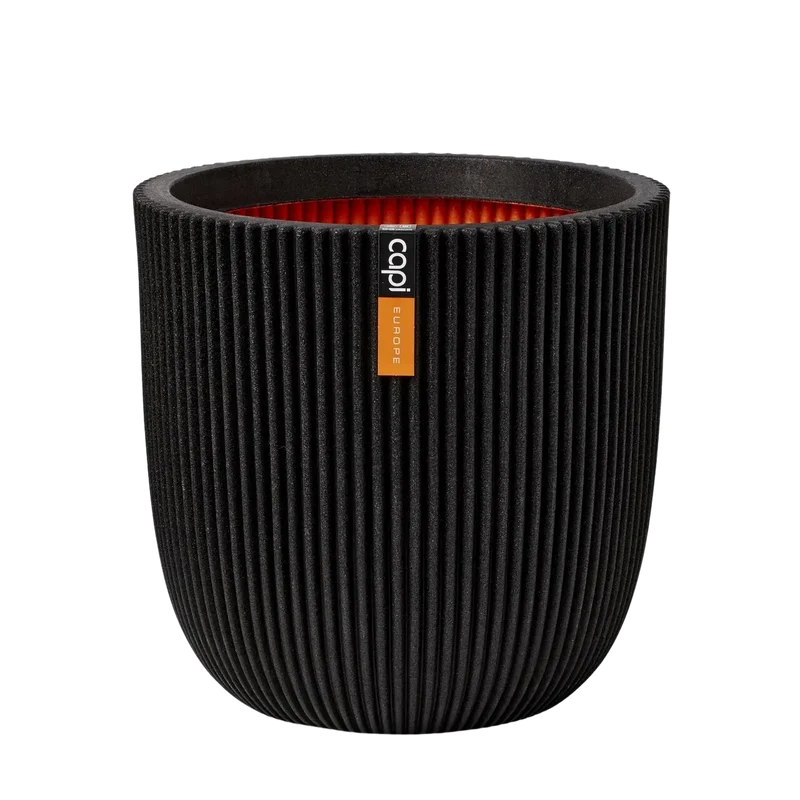 Blumentopf Kugel Groove schwarz | 35x34 cm