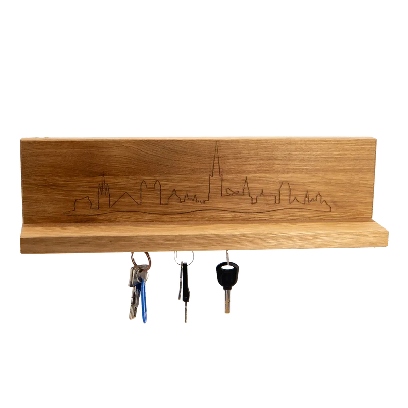 Schlüsselbrett aus Holz Skyline Ulm