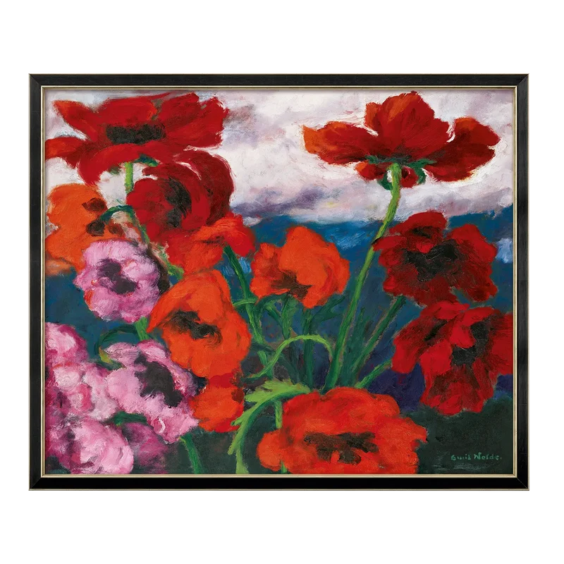 Bild "Großer Mohn (Rot, Rot, Rot)", schwarz-silber