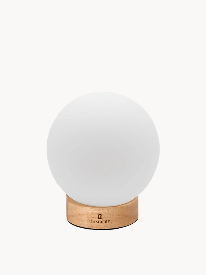 Ballee LED Leuchte mit Holzfuß & Glaszylinder – Varianten Hell & Dunkel, 16 cm