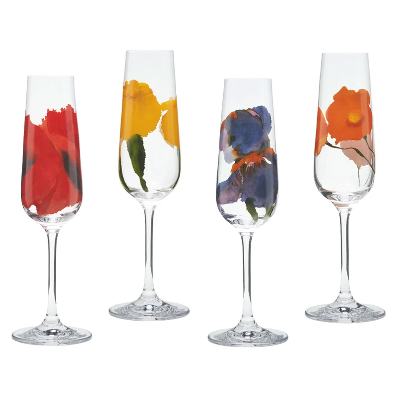 4-teiliges Sektgläser-Set "Sommerblumen"