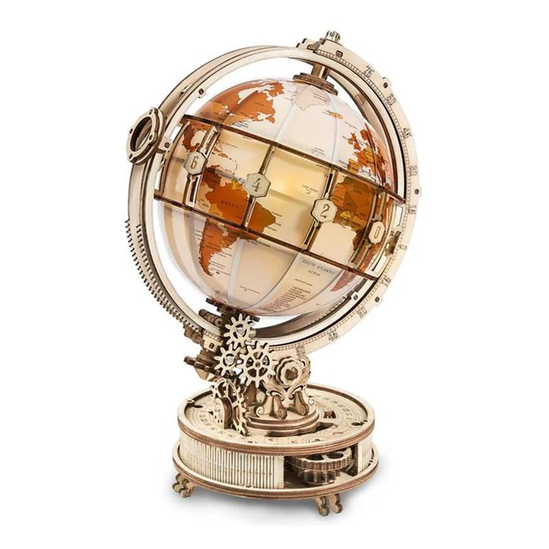 3D-Holzpuzzle Globus, beleuchtet