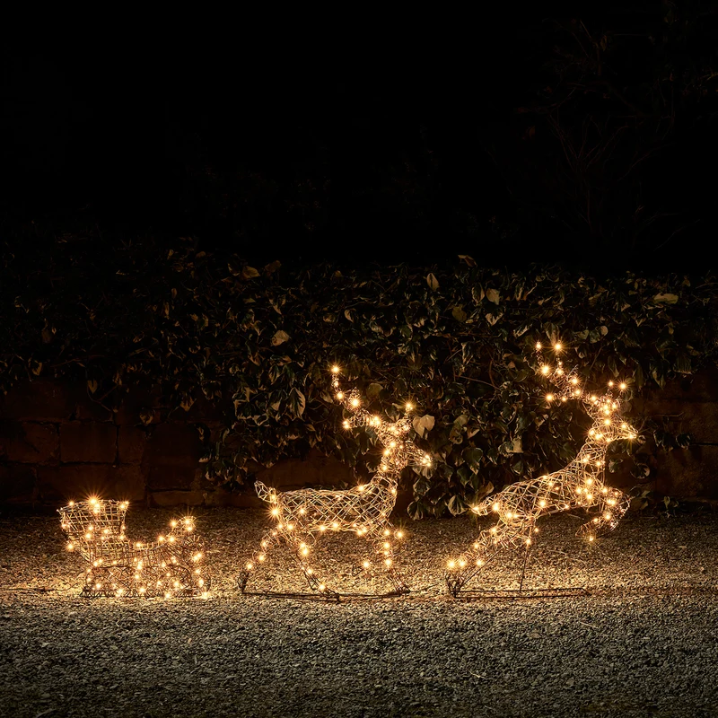 Solar-LED-Rentiere mit Schlitten Studley