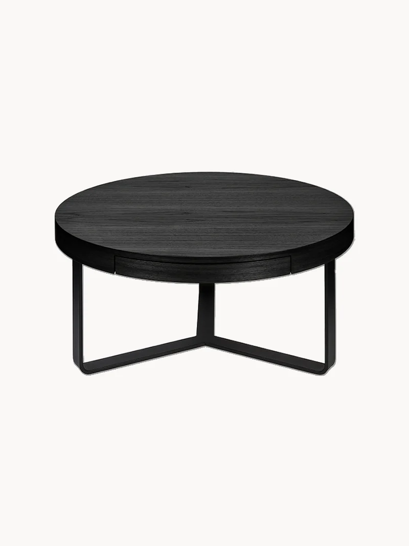 Harry Couchtisch rund mit Schublade – Ø 80 cm, H 37 cm, Eichenfurnier