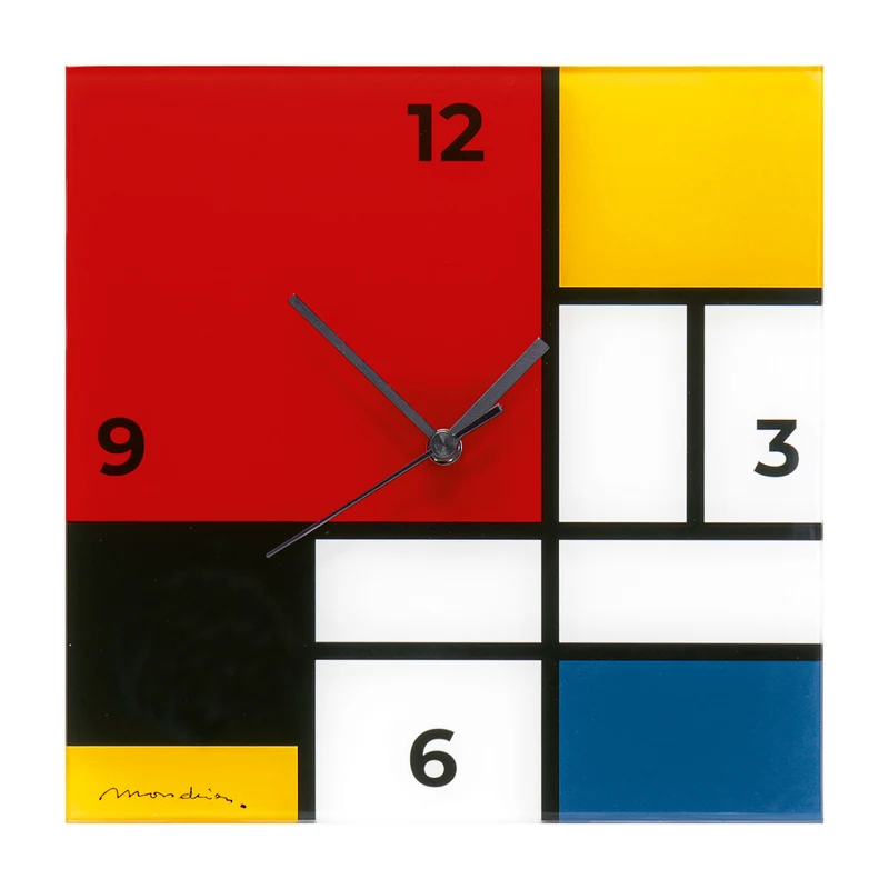 Wanduhr "Komposition in Rot, Blau, Gelb und Schwarz"