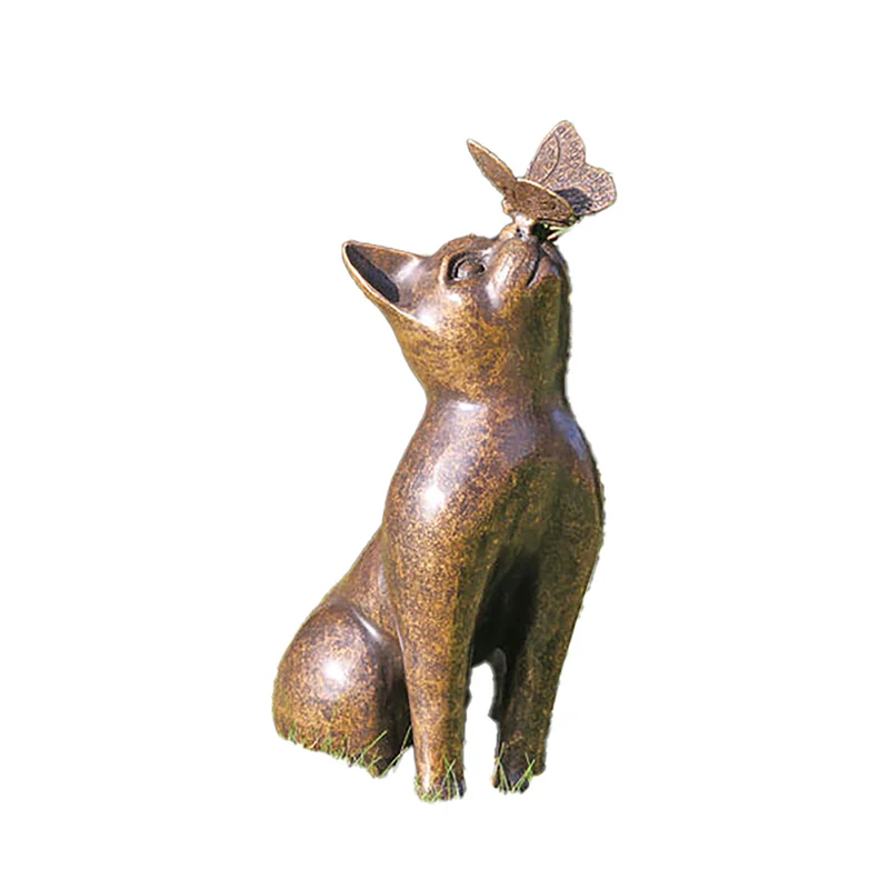 Gartenskulptur "Katze mit Schmetterling"