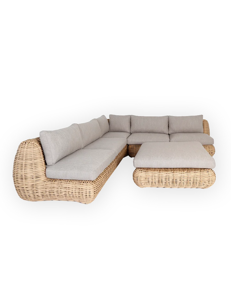 Outdoor Ecklounge Beach House mit Tisch, Wicker - natur, grau