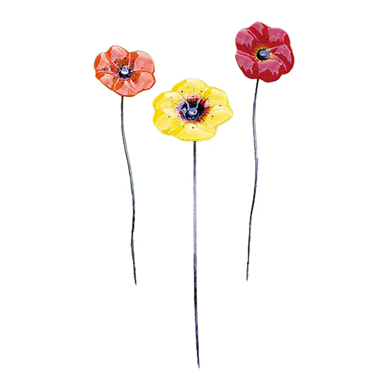 Gartenstecker-Blumenset "Blüten rot, gelb und orange"