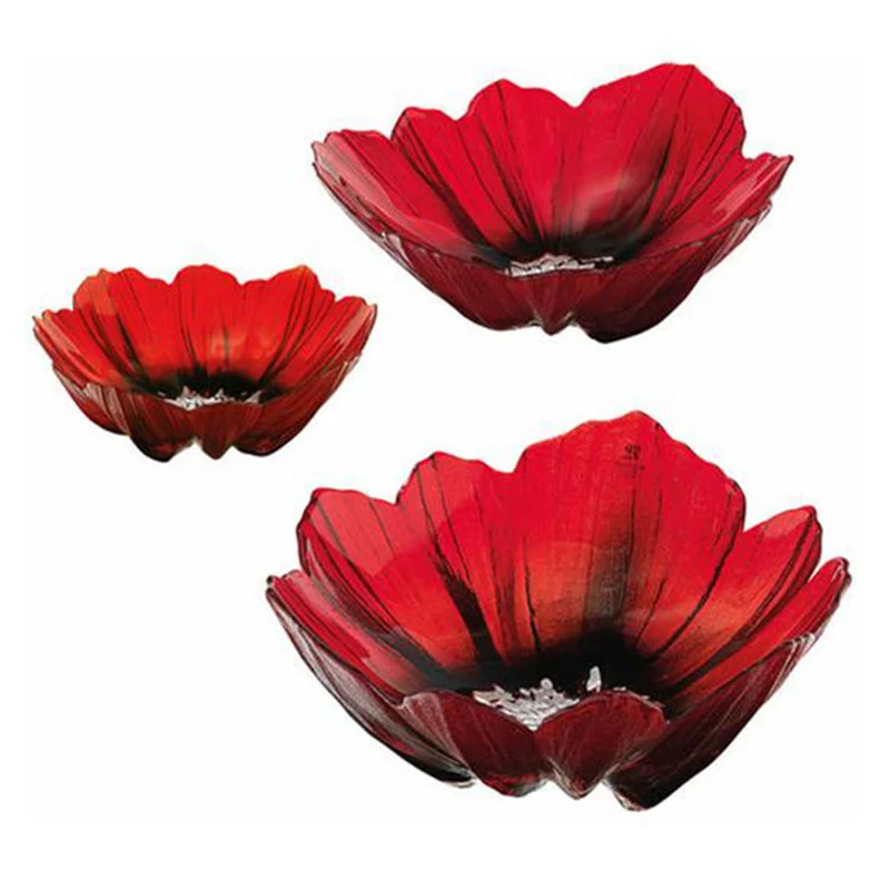 3 Glasschalen "Mohnblüte" im Set
