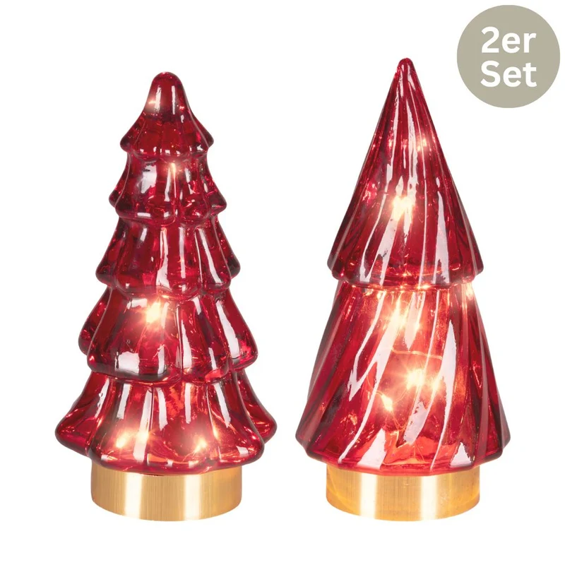 LED Tannenbäume Julgran 2er-Set rot