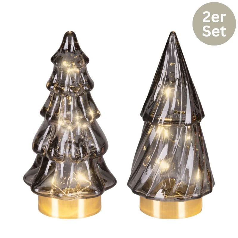 LED Tannenbäume Julgran 2er-Set rauchgrau