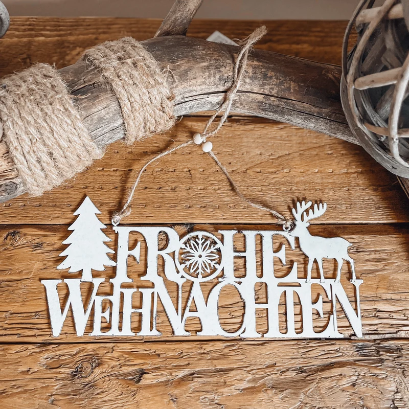 Türschild mit Tanne und Hirsch
