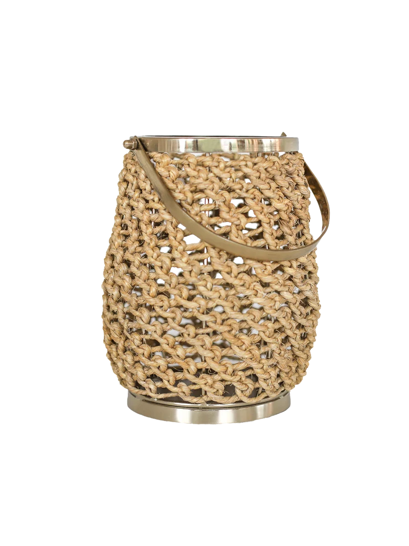 Windlicht | Annais mit Geflecht, Gold