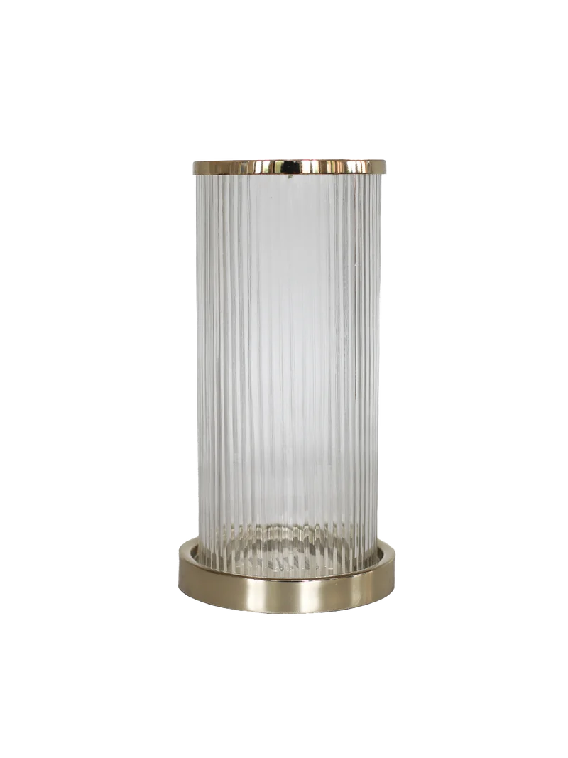 Windlicht | Hurricane aus Glas, Gold