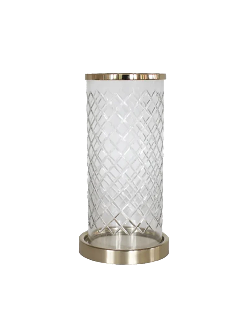 Windlicht | Hurricane aus Glas, Gold