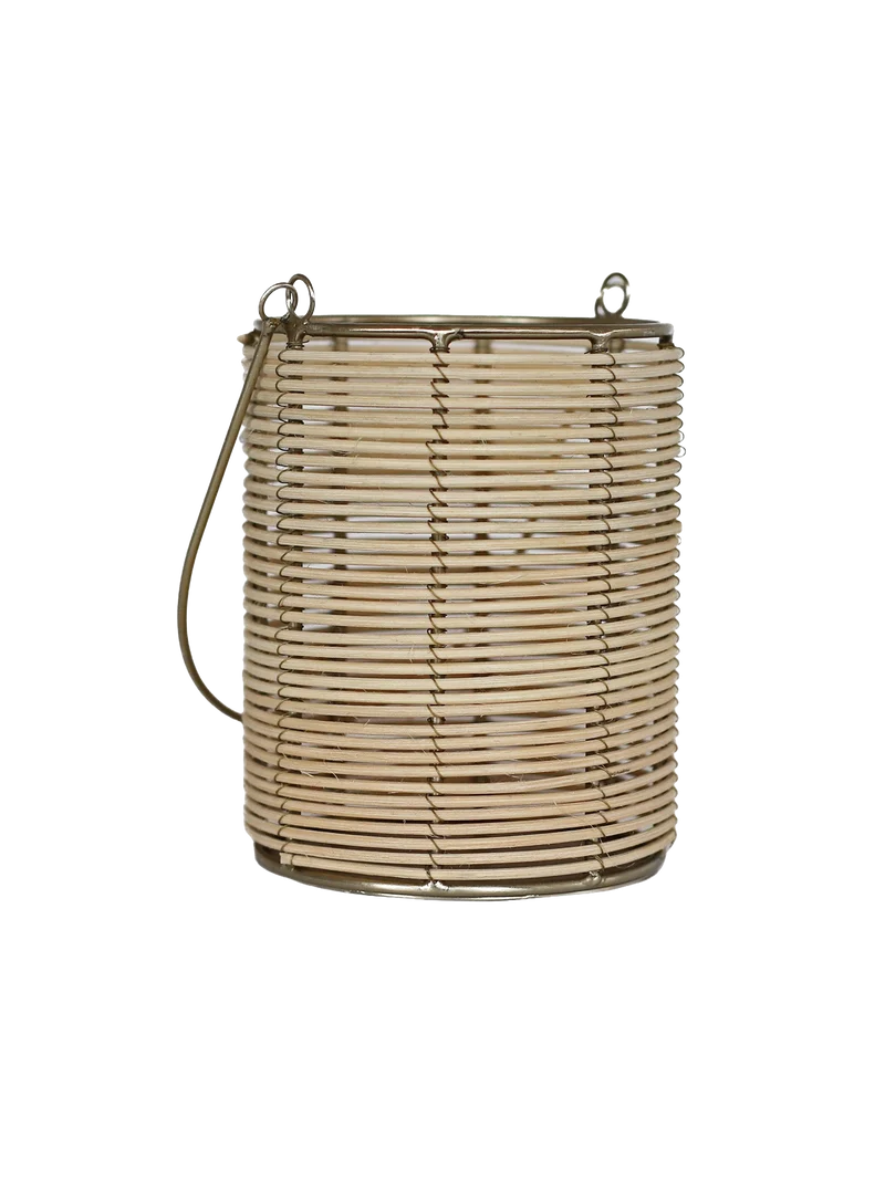 Teelichthalter | Eliza aus Rattan in Gold