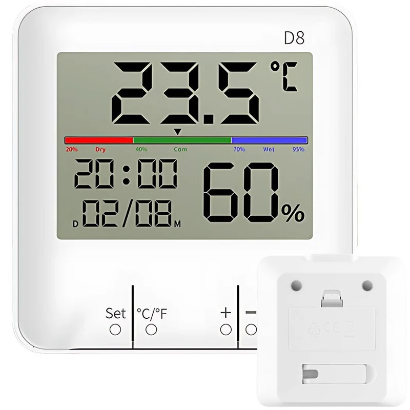 Digitales Thermometer Hygrometer Wetterstation LCD Uhr Kalender Innen