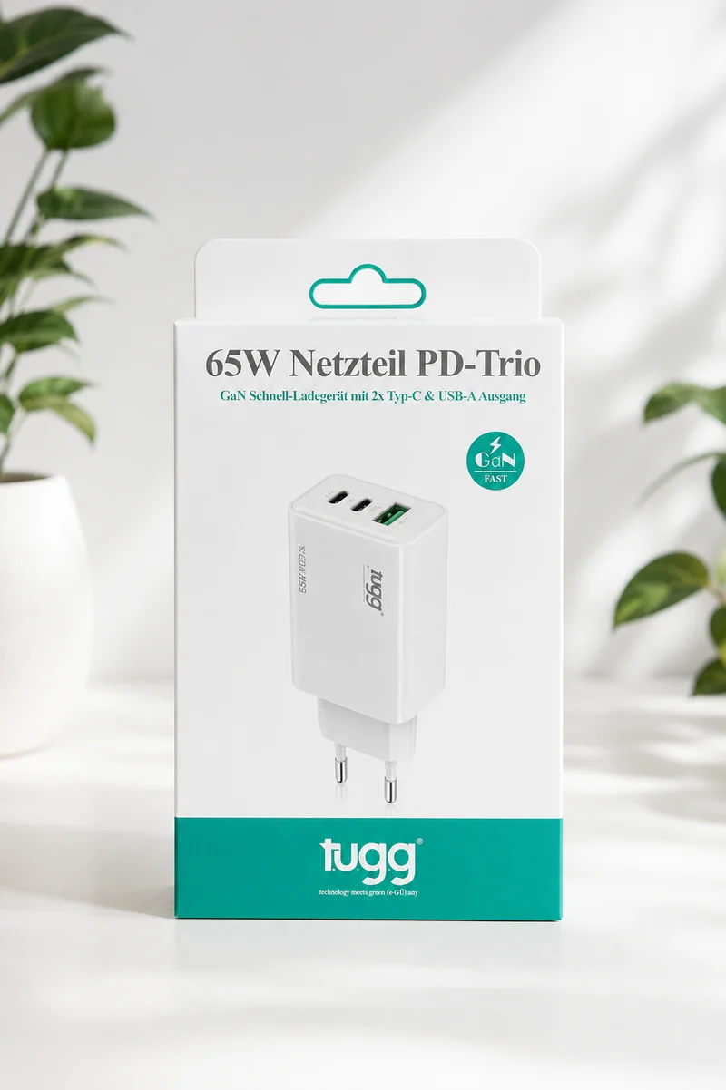 TUGG 65W USB C LadC Ladegerät Schnellladegerät PD Netzteil 2x USB-C USB-A Fast Charge