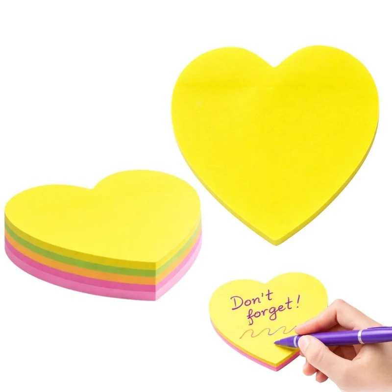 Herz Haftnotizen selbstklebend 100 Blatt Sticky Notes