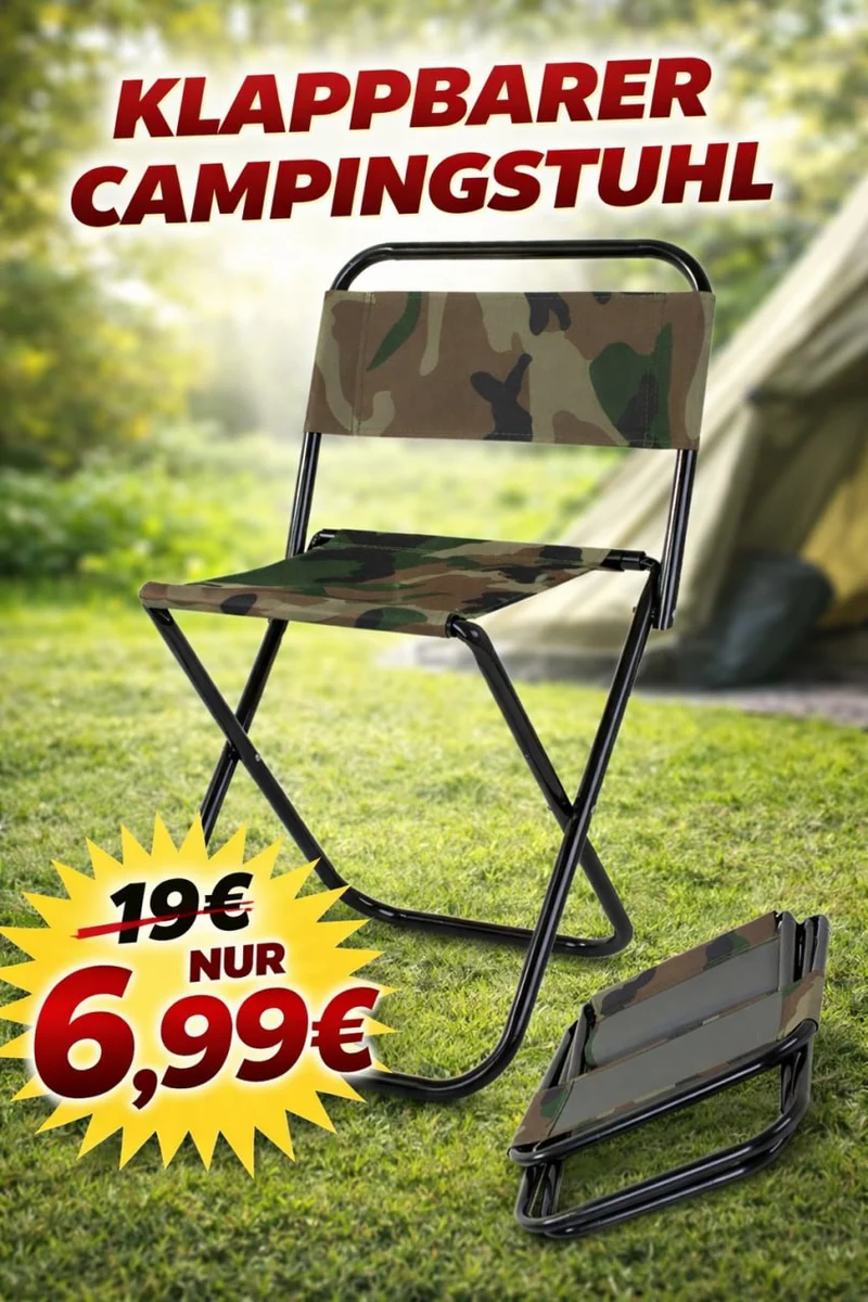 Klappstuhl Camping faltbar mit Rückenlehne Tarn Outdoor Angeln leicht