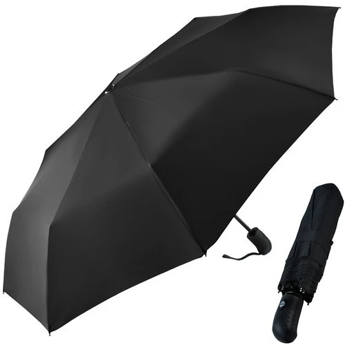Taschenschirm Automatik Regenschirm Windfest Faltbar 110cm Schwarz mit Hülle