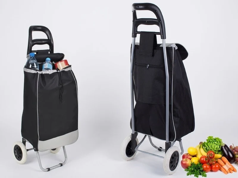 Einkaufswagen Einkaufstrolley Einkaufstasche auf Rädern Faltbar Schwarz