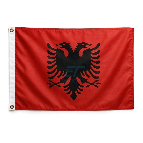 Albanien Fahne 150x90 cm mit Metallösen – Albanische Flagge-Flamuri shqiptar 150x90 cm
