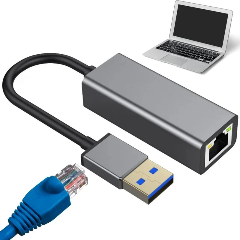 USB 3.0 Ethernet Adapter RJ45 LAN Netzwerkkarte 100Mbps – USB Typ A auf Netzwerkadapter für PC, Laptop und Notebook