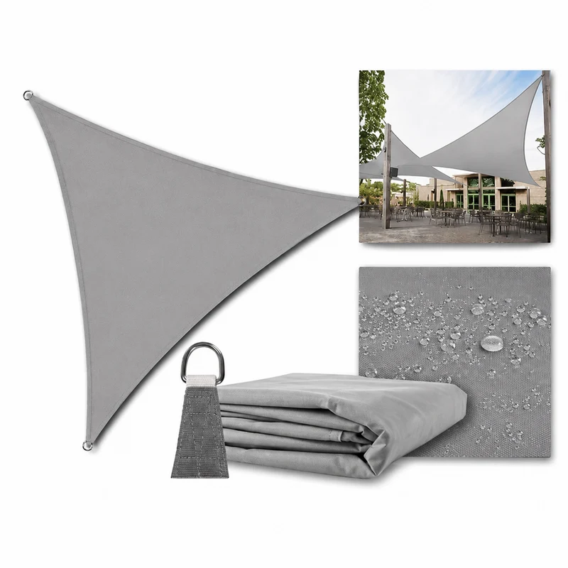 Sonnensegel 3x3x3m Dreieckig Sonnenschutz UV Schutz Garten Terrasse Grau