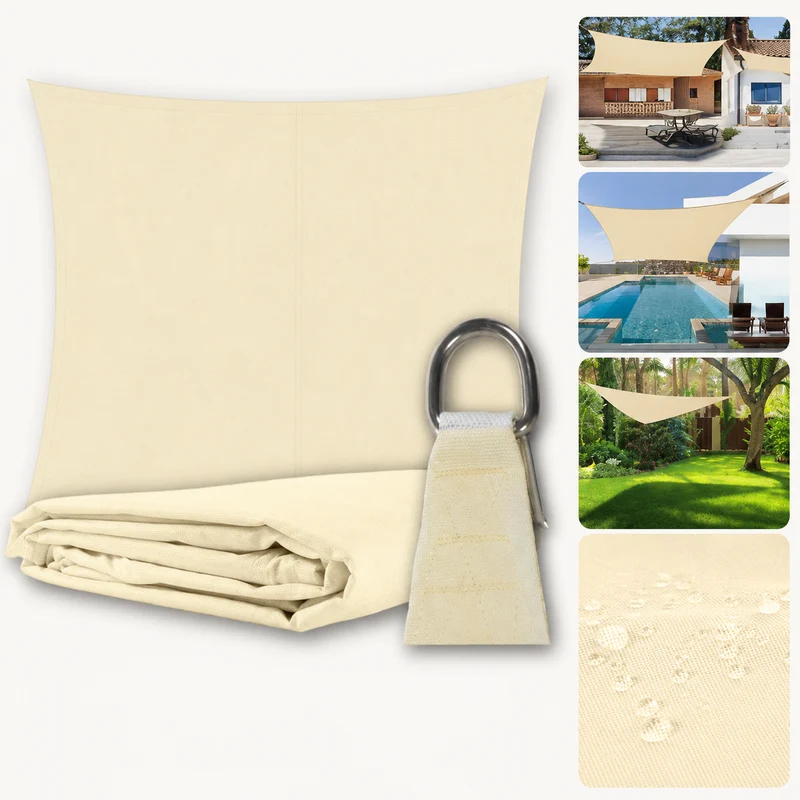 Sonnensegel 3x2m Rechteckig Sonnenschutz UV Schutz Terrasse Balkon Beige