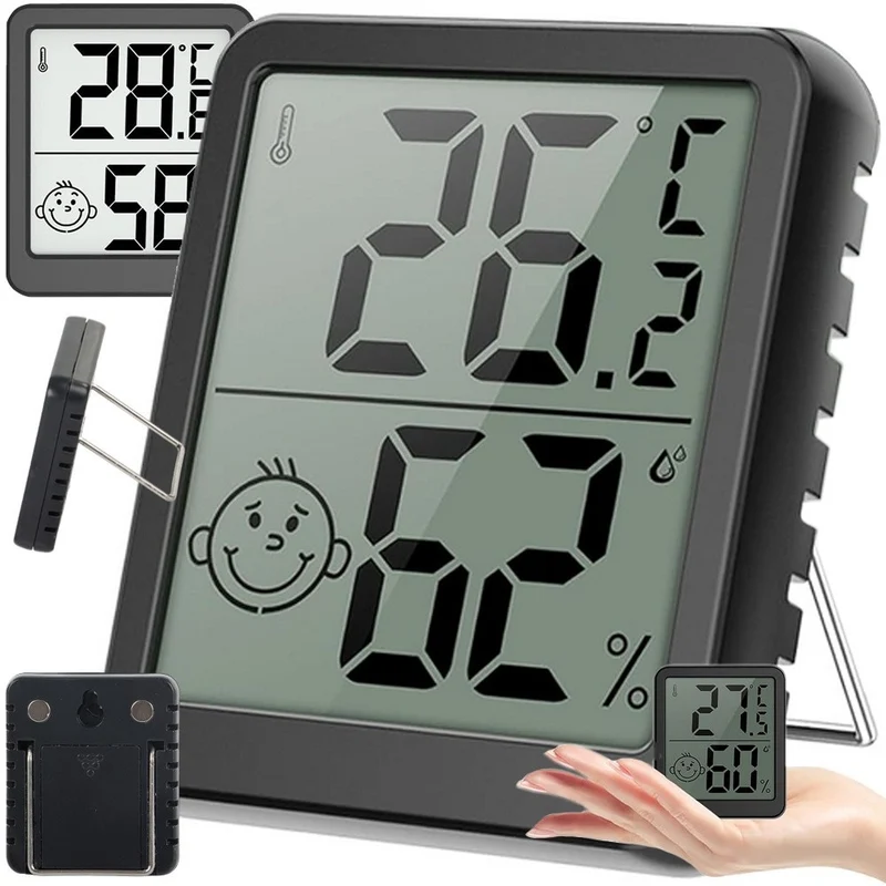 Digitales Thermometer & Hygrometer – Mini Wetterstation mit LCD-Display, Smiley-Komfortanzeige & Magnet – Für Haus, Büro & Gewächshaus