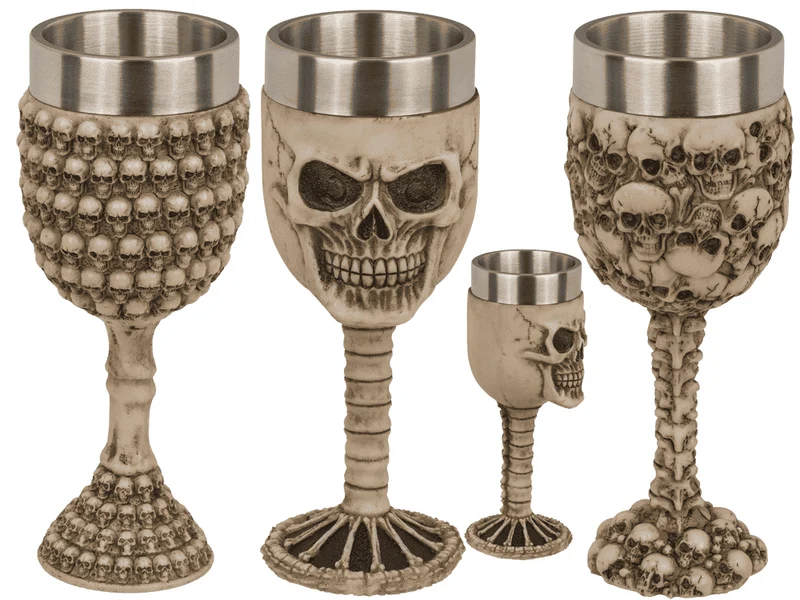 Totenkopf Becher mit Edelstahleinsatz Trinkbecher 19 cm 🖤