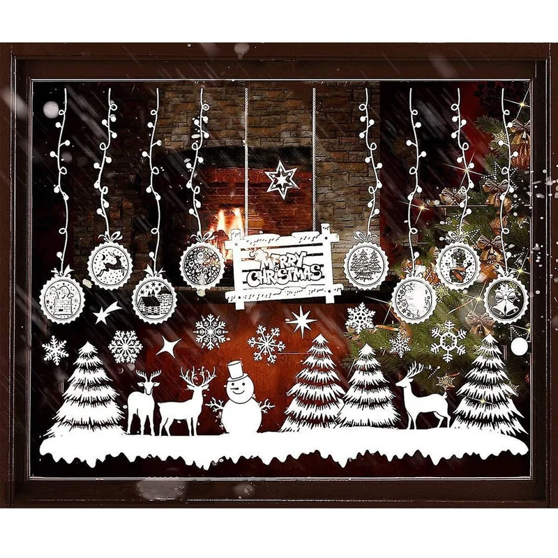 Weihnachten Fensteraufkleber – Selbstklebende Weihnachtsbaum Fensterdeko, Wiederverwendbar, 35×50 cm, Winter & Festtagsdeko