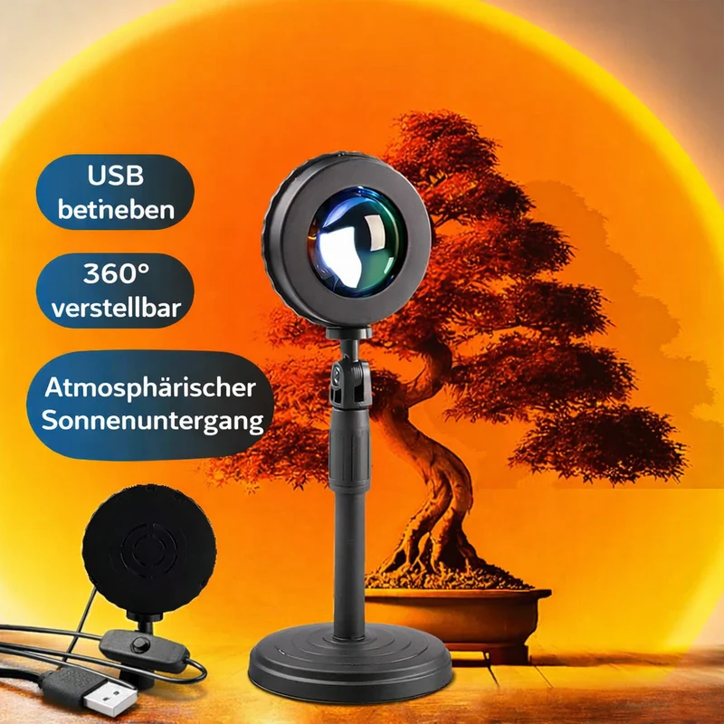 LED Sunset Lampe mit Stativ – Sonnenuntergang Projektor Licht USB
