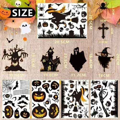 Halloween Fensteraufkleber 160 Sticker 9 Blätter Deko Selbstklebend Wiederverwen