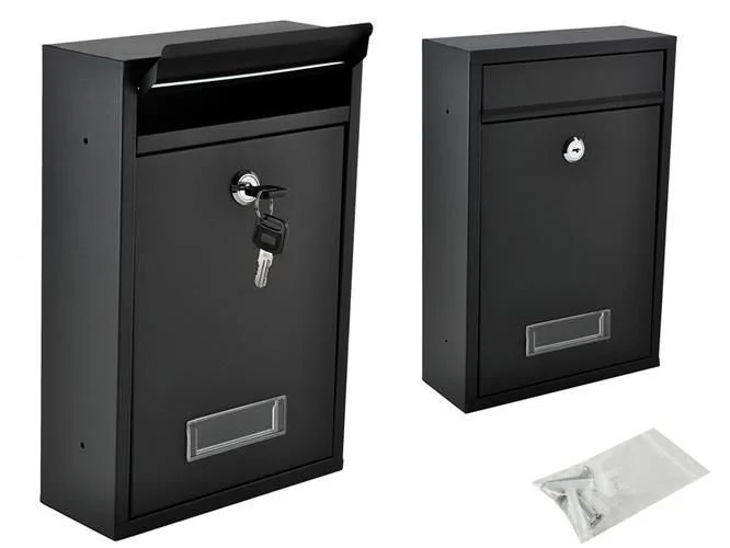 Briefkasten aus verzinktem Stahl schwarz Wandbriefkasten wetterfest mit Schloss und Sichtfenster