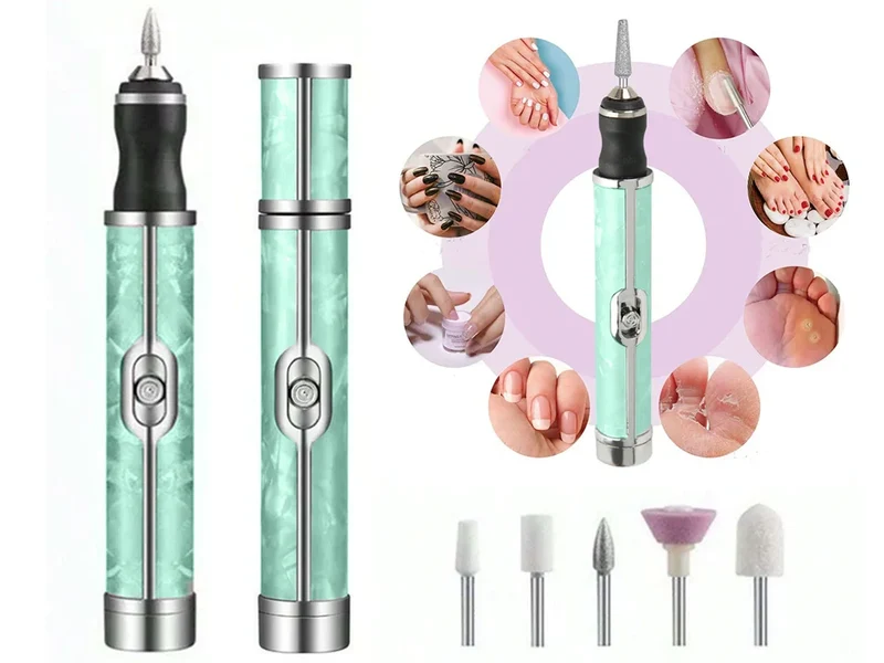 Nagelfräser mit Akku & USB-C – Maniküre Pediküre Fräser Set mit 5 Aufsätzen und 4 Geschwindigkeitsstufen