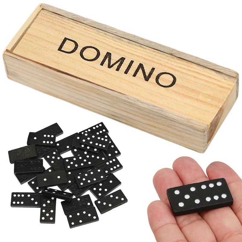 Holz Domino Spiel 28 Teile in Holzbox – Klassisches Familienspiel für Kinder und Erwachsene 5904734408680
