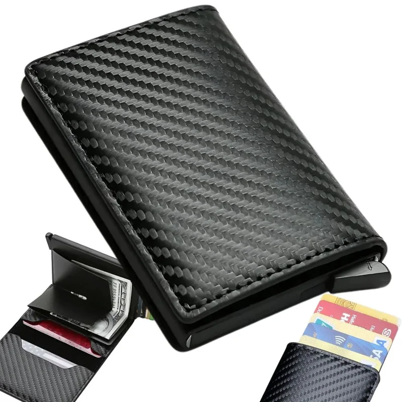 Herren RFID Brieftasche Schwarz – Anti-Diebstahl Kartenetui mit Aluminium & Eco-Leder