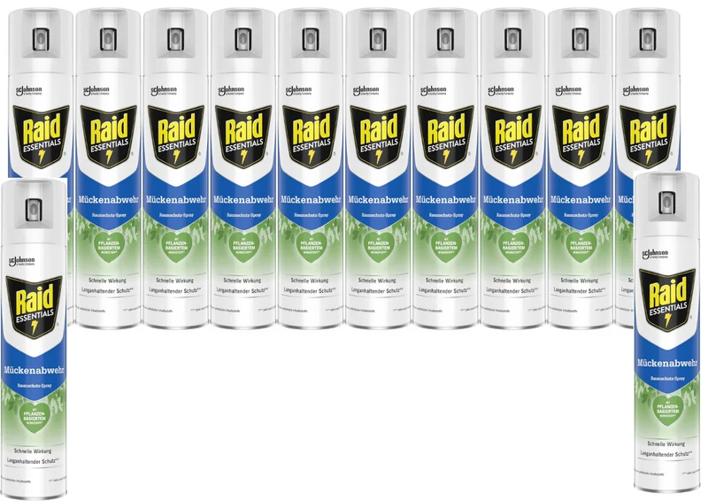 Raid Essentials Mückenspray 300ml Pflanzlich Geruchsfrei Innenraum 4h Schutz