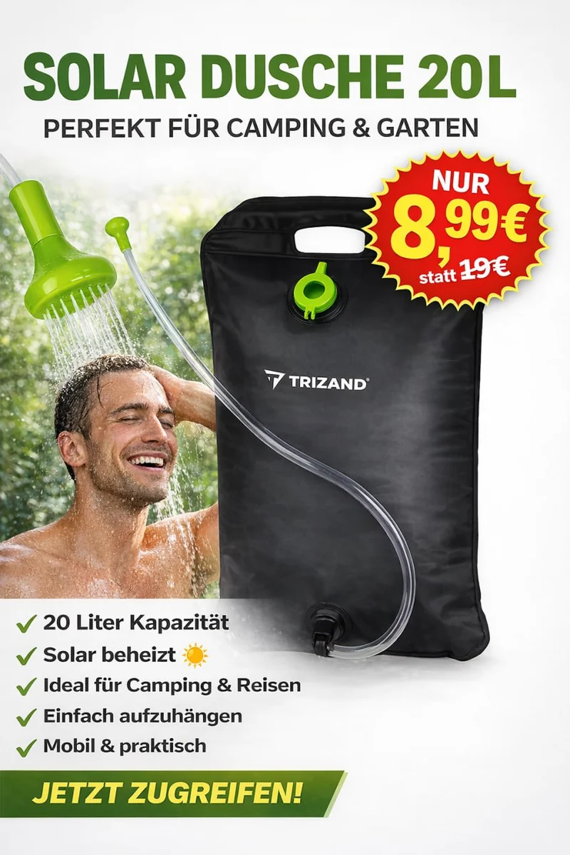 Camping Solardusche 20L – Mobile Outdoor Dusche für Garten, Camping und Reisen