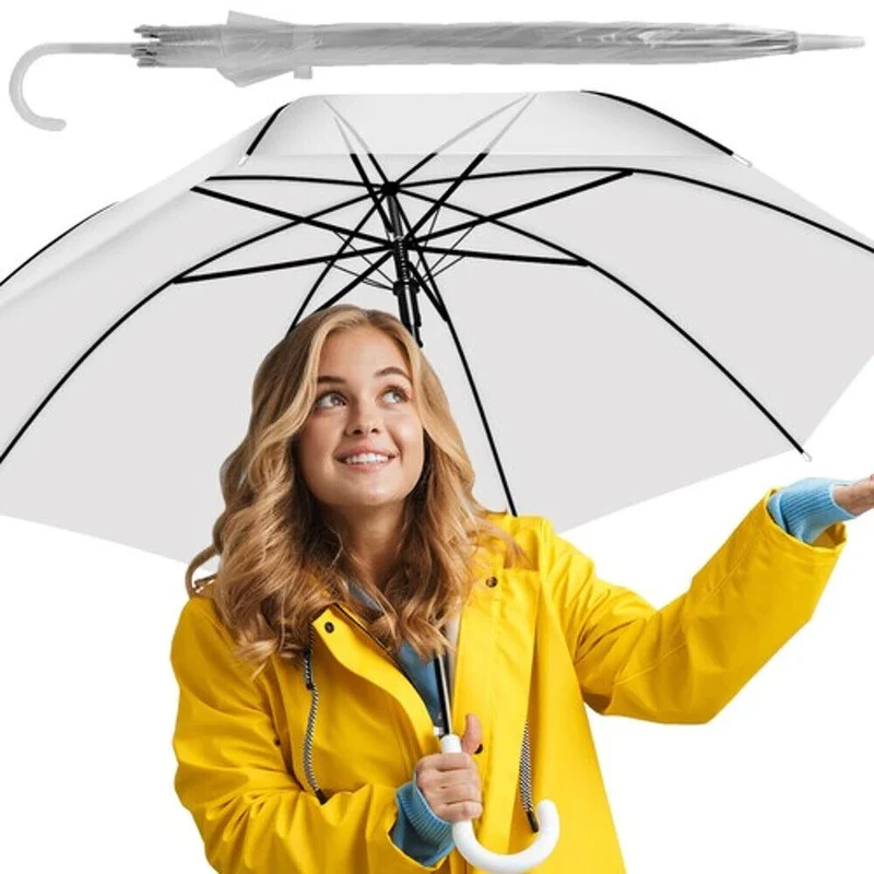 Automatik Regenschirm Transparent Weiß – Hochzeit & Alltag Schirm