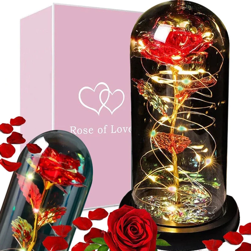 LED Rose im Glas RGB – Ewige Rose Geschenk Deko für Valentinstag Geburtstag