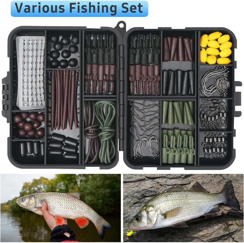 272-tlg Angelzubehör Set mit Box – Jig Haken, Sinker, Wirbel, Perlen & mehr 🎣🎣🎣