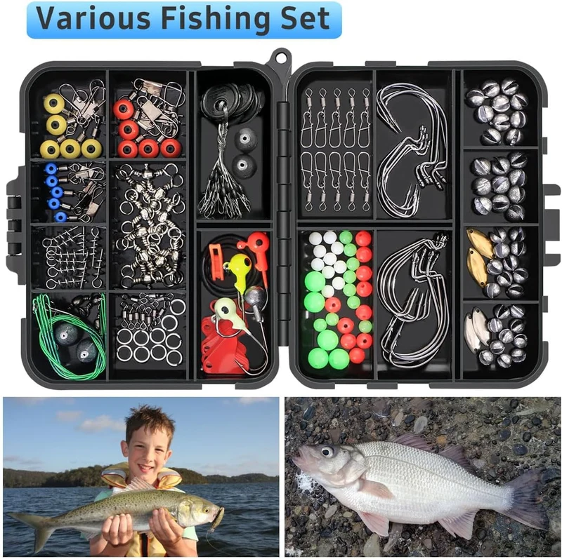 191-teiliges Angelzubehör Set mit Tackle Box – Haken, Sinker, Wirbel & mehr 🐟 🎣
