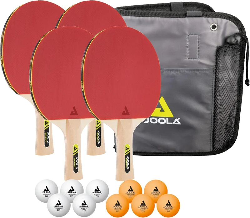 JOOLA Tischtennis Family Set – 4 Schläger, 10 Bälle und Tasche für Familie, Schule und Freizeit
